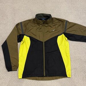 Asics Men's Olive and Neon Yellow Windbreaker